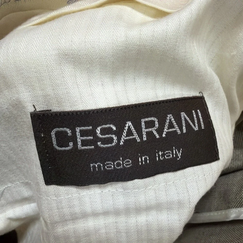 CESARANI Italy Vintage Men Pleated Dress Pants Slacks Trouser Tan Khaki 36x32